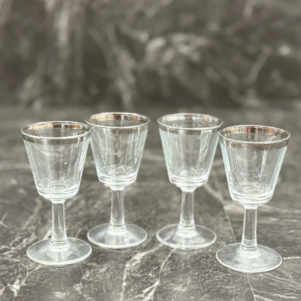 Silver Rimmed Shot Glasses (Set of 4)